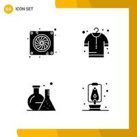 4 Icon Set Solid Style Icon Pack Glyph Symbols isolated on White Backgound for Responsive Website Designing Creative Black Icon vector background