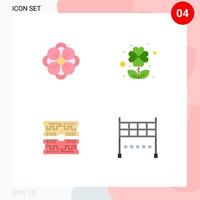 Pictogram Set of 4 Simple Flat Icons of anemone computer spring flower leaf finish Editable Vector Design Elements