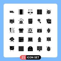 Solid Glyph Pack of 25 Universal Symbols of darts furniture layout decor libra Editable Vector Design Elements