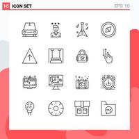 Set of 16 Modern UI Icons Symbols Signs for amusement growth guitar career orientation Editable Vector Design Elements