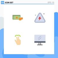 Pack of 4 Modern Flat Icons Signs and Symbols for Web Print Media such as dollar science money danger hand Editable Vector Design Elements