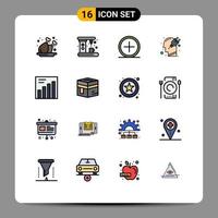 Set of 16 Modern UI Icons Symbols Signs for plugin mind add human plus Editable Creative Vector Design Elements