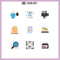 Pack of 9 Modern Flat Colors Signs and Symbols for Web Print Media such as dollar shop privacy bag projector Editable Vector Design Elements