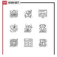 Set of 9 Modern UI Icons Symbols Signs for doctor green design eco protection Editable Vector Design Elements