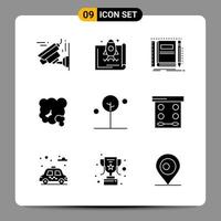 9 símbolos de glifo de paquete de iconos negros signos para diseños receptivos sobre fondo blanco 9 conjunto de iconos fondo de vector de icono negro creativo