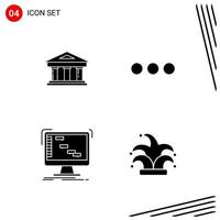 Collection of 4 Vector Icons in solid style Pixle Perfect Glyph Symbols for Web and Mobile Solid Icon Signs on White Background 4 Icons Creative Black Icon vector background