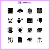16 Icons in Solid Style Glyph Symbols on White Background Creative Vector Signs for Web mobile and Print Creative Black Icon vector background