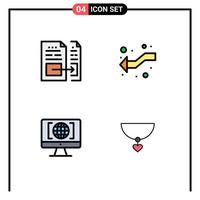 4 Universal Filledline Flat Colors Set for Web and Mobile Applications account computer file intersect world Editable Vector Design Elements