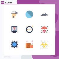 Modern Set of 9 Flat Colors Pictograph of cigarette plumber mountain mechanical scene Editable Vector Design Elements