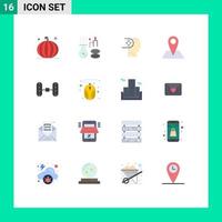 Pictogram Set of 16 Simple Flat Colors of wheel alignment map treatment location head Editable Pack of Creative Vector Design Elements