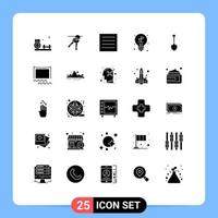 conjunto de 25 iconos de interfaz de usuario modernos signos de símbolos para elementos de diseño vectorial editables de bombilla de cuidado de planta de pala vector