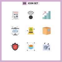 9 Creative Icons Modern Signs and Symbols of green costume analytics tactic market Editable Vector Design Elements