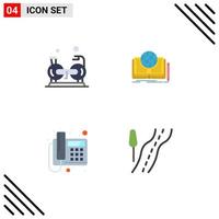 Pack of 4 creative Flat Icons of cycling theory gym novel phone Editable Vector Design Elements
