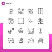 Modern Set of 16 Outlines and symbols such as back to school lab electronics wardrobe home Editable Vector Design Elements