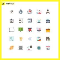 Universal Icon Symbols Group of 25 Modern Flat Colors of home management box efficiency chart Editable Vector Design Elements