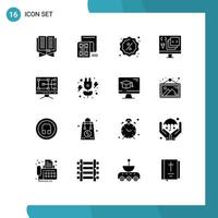 Solid Glyph Pack of 16 Universal Symbols of development coding message app sale Editable Vector Design Elements