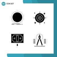 Vector Pack of 4 Glyph Symbols Solid Style Icon Set on White Background for Web and Mobile Creative Black Icon vector background