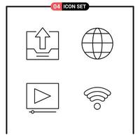 Set of 4 Line Style Icons for web and mobile Outline Symbols for print Line Icon Signs Isolated on White Background 4 Icon Set Creative Black Icon vector background