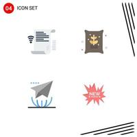 4 Flat Icon concept for Websites Mobile and Apps data email wifi farm letter Editable Vector Design Elements