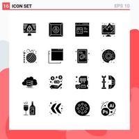 Group of 16 Modern Solid Glyphs Set for crafts data coding lost display Editable Vector Design Elements