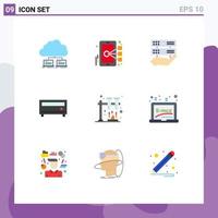 Universal Icon Symbols Group of 9 Modern Flat Colors of science player target media control Editable Vector Design Elements