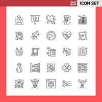 25 Icon Pack Line Style Outline Symbols on White Background Simple Signs for general designing Creative Black Icon vector background