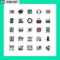 Modern Set of 25 Filled line Flat Colors and symbols such as user replace bubble employee sun Editable Vector Design Elements