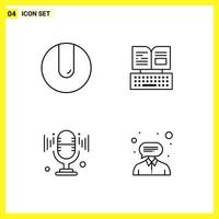 4 Icon Set Simple Line Symbols Outline Sign on White Background for Website Design Mobile Applications and Print Media Creative Black Icon vector background