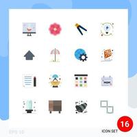 paquete de iconos de vectores de stock de 16 signos y símbolos de línea para la herramienta de desarrollo de alicates de proceso del sistema paquete editable de elementos creativos de diseño de vectores