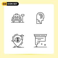 4 Creative Icons for Modern website design and responsive mobile apps 4 Outline Symbols Signs on White Background 4 Icon Pack Creative Black Icon vector background