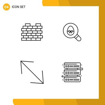 paquete de línea de vector editable de 4 colores planos de línea de llenado simple de elementos de diseño de vector editables de base de datos de pascua de seguridad de esquina de construcción