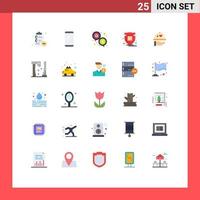 Pack of 25 Modern Flat Colors Signs and Symbols for Web Print Media such as dish shield iphone protection survey Editable Vector Design Elements