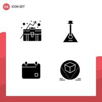 4 Creative Icons Modern Signs and Symbols of business cinema growth instrument calender Editable Vector Design Elements