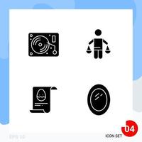 Modern Pack of 4 Icons Solid Glyph Symbols isolated on White Backgound for Website designing Creative Black Icon vector background