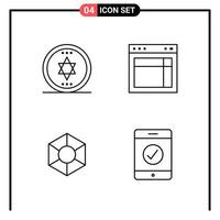 Set of 4 Line Style Icons for web and mobile Outline Symbols for print Line Icon Signs Isolated on White Background 4 Icon Set Creative Black Icon vector background