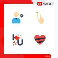 paquete de 4 signos y símbolos de iconos planos modernos para medios de impresión web, como controles i up gestos, elementos de diseño de vectores editables
