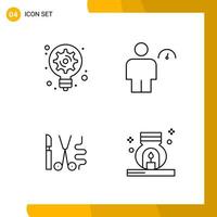 4 Icon Set Line Style Icon Pack Outline Symbols isolated on White Backgound for Responsive Website Designing Creative Black Icon vector background