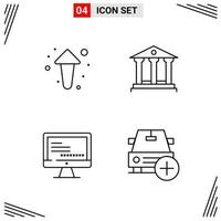 4 Icons Line Style Grid Based Creative Outline Symbols for Website Design Simple Line Icon Signs Isolated on White Background 4 Icon Set Creative Black Icon vector background