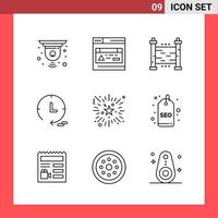 9 Icon Pack Line Style Outline Symbols on White Background Simple Signs for general designing Creative Black Icon vector background