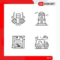 Creative Set of 4 Universal Outline Icons isolated on White Background Creative Black Icon vector background