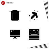 Collection of 4 Vector Icons in solid style Pixle Perfect Glyph Symbols for Web and Mobile Solid Icon Signs on White Background 4 Icons Creative Black Icon vector background