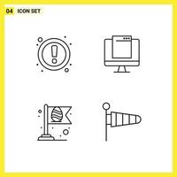 Set of 4 Modern UI Icons Symbols Signs for attention flag user device egg Editable Vector Design Elements