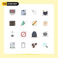 Universal Icon Symbols Group of 16 Modern Flat Colors of branch protect paper lock pad bowl Editable Pack of Creative Vector Design Elements