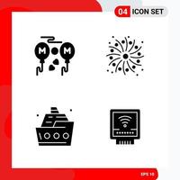 Creative Set of 4 Universal Glyph Icons isolated on White Background Creative Black Icon vector background