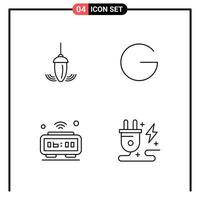 Set of 4 Line Style Icons for web and mobile Outline Symbols for print Line Icon Signs Isolated on White Background 4 Icon Set Creative Black Icon vector background