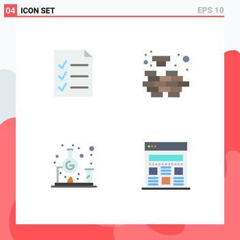 User Interface Pack of 4 Basic Flat Icons of document science logic solving interface Editable Vector Design Elements