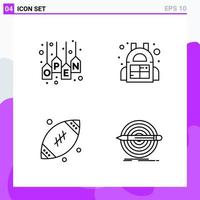 Set of 4 icons in Line style Creative Outline Symbols for Website Design and Mobile Apps Simple Line Icon Sign Isolated on White Background 4 Icons Creative Black Icon vector background