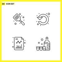 4 Icon Set Simple Line Symbols Outline Sign on White Background for Website Design Mobile Applications and Print Media Creative Black Icon vector background