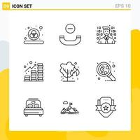 Collection of 9 Universal Line Icons Icon Set for Web and Mobile Creative Black Icon vector background