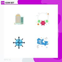 4 Flat Icon concept for Websites Mobile and Apps building server top india location Editable Vector Design Elements